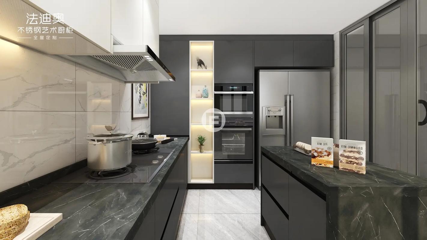法迪奥高定不锈钢橱柜 经典黑白设计诠释现代简约美学